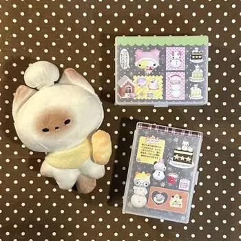Scatola portaoggetti trasparente in stile giapponese con design 'Kitten Cake' e 'Ins Handbook', antipolvere, con piccolo scomparto per carte e adesivi ribaltabili, per scrivania, regalo in stile Ins