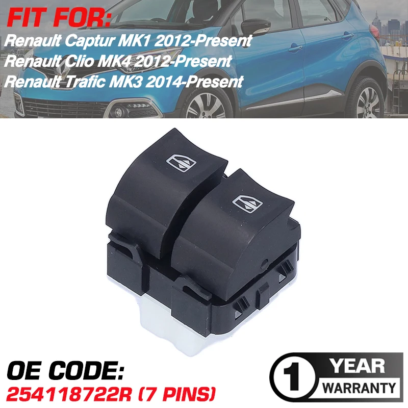 Interruttore Di Controllo Del Regolatore Dell'Alzacristallo Elettrico Per Renault Captur Mk1 Renault Clio Mk4 Renault Trafic Mk3 2012-2024