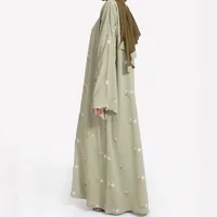Ramadan moyen-orient luxe mode Robe à capuche Abaya fleur imprimé poignets brodé ample grande taille Robe 3