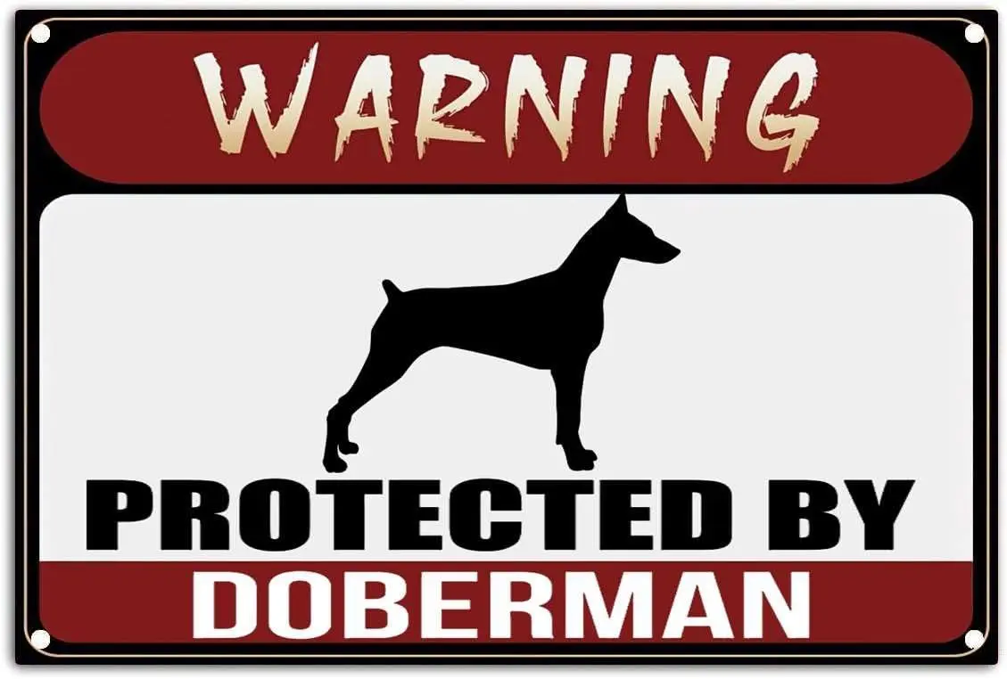 Doberman 보호 경고, 개 금속 알루미늄 사인, 주석 사인, 8X1, 2 인치