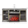 TV Stand with 23" Electric Fireplace Heater with Sound, Entertainment Center for TVs Up to, Glass Door Storage Cabinet 6
