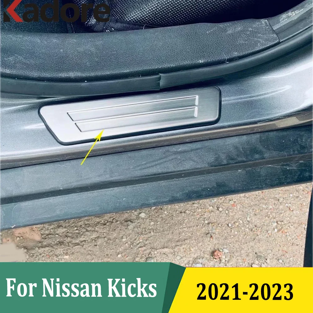 

Внешние накладки на пороги двери для Nissan Kicks 2021 2022 2023, защитные накладки на пороги, стикер, автомобильные аксессуары из нержавеющей стали