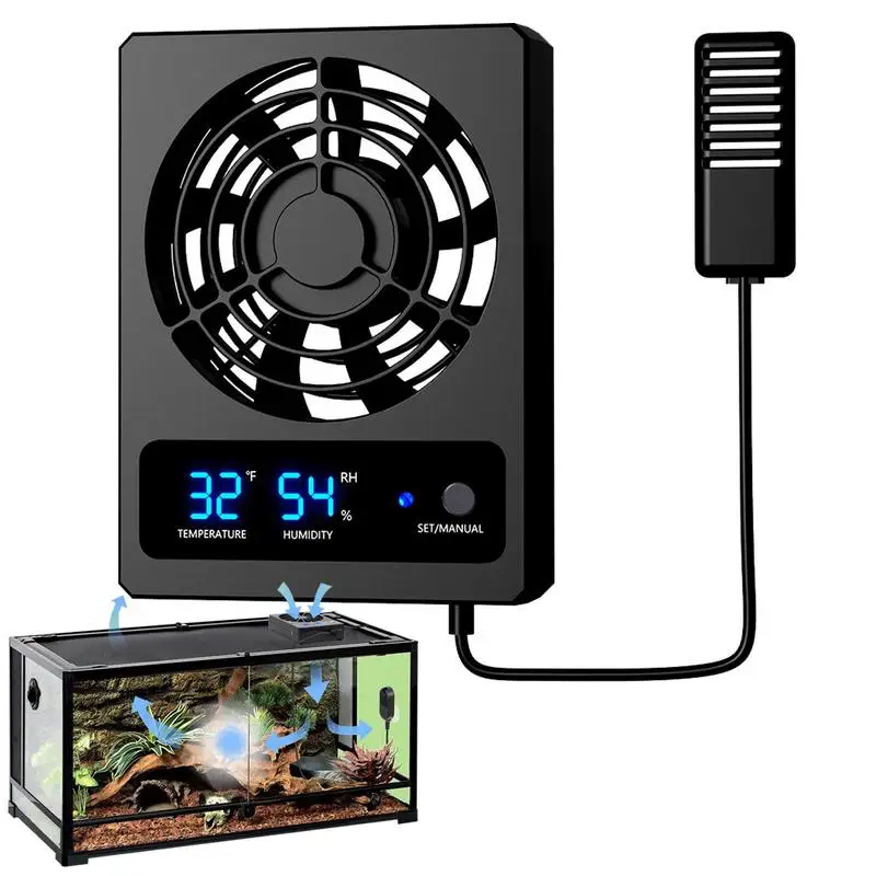 

Ventilation Fan For Reptile Enclosure Smart Cooling Fan With LED Display Strong Wind Low Noise For Amphibians Reptiles Snakes