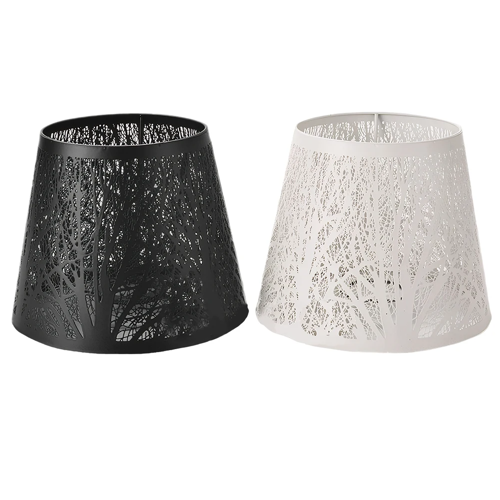 Description Picture 6 of itemMetal Engraved Lampshade Barrel Shape Woodland Lampshade Vintage Chandelier Lampshade Table Lamp Cover for Kitchen Dining Room