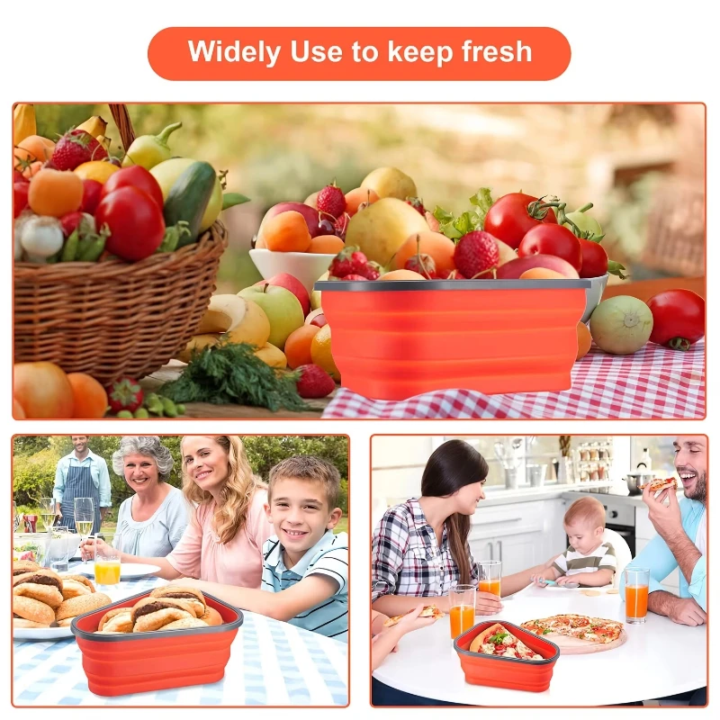 Triangular Pizza Box Kit with 5 Trays-Food Safe Silicone Collapsible Design, Heat Resistant Reusable Takeout Container