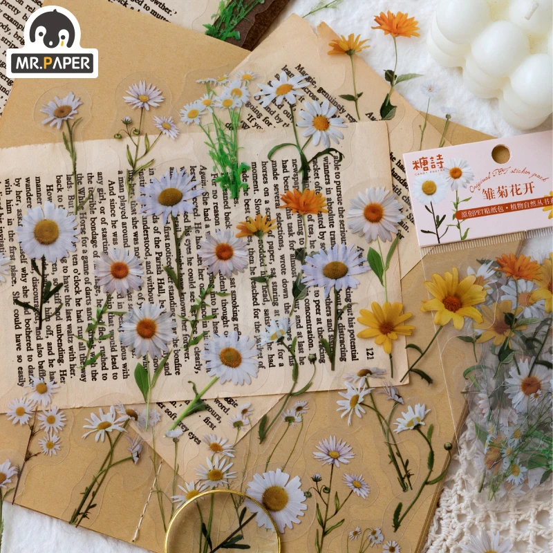 Mr.paper 40Pcs/Bag Plant Flower Series Decorative Diary Sticker Scrapbook Planner Decorative Stationery Sticker