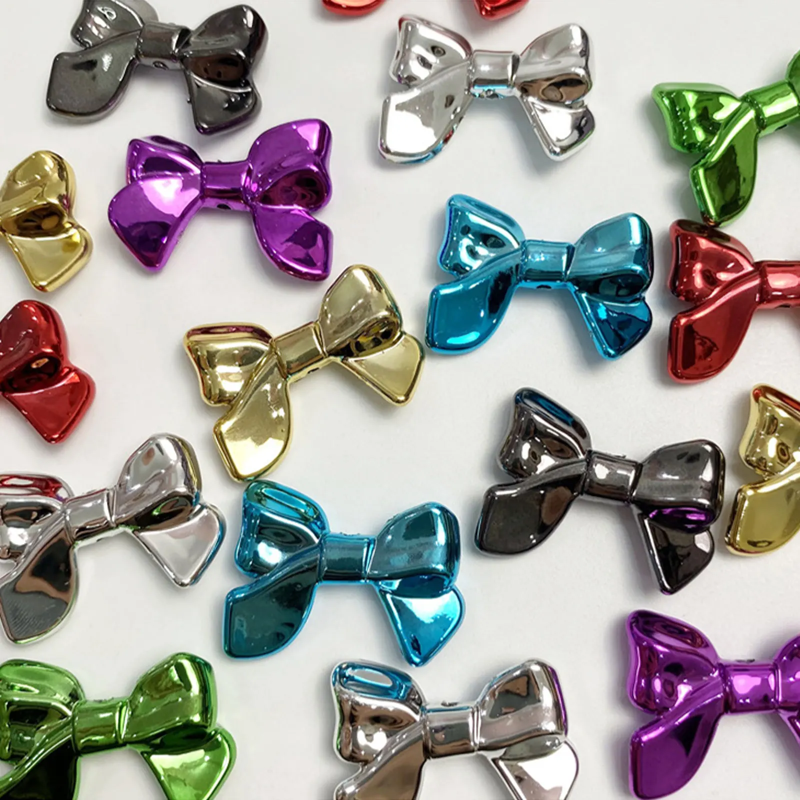 

Metal Effect Y2K Ribbon Bow Beads For Jewelry Making DIY Decoration Necklace Charm Beadable Pens Phone Chain Hairpin Accessories