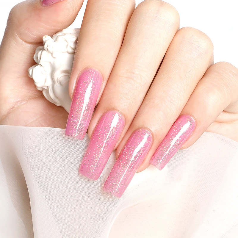 15ml Rose Gold Glitter Quick Extension Gel Nail Polish Pink Foils Effect Construction Nail Art Rubber Base Gel Varnish