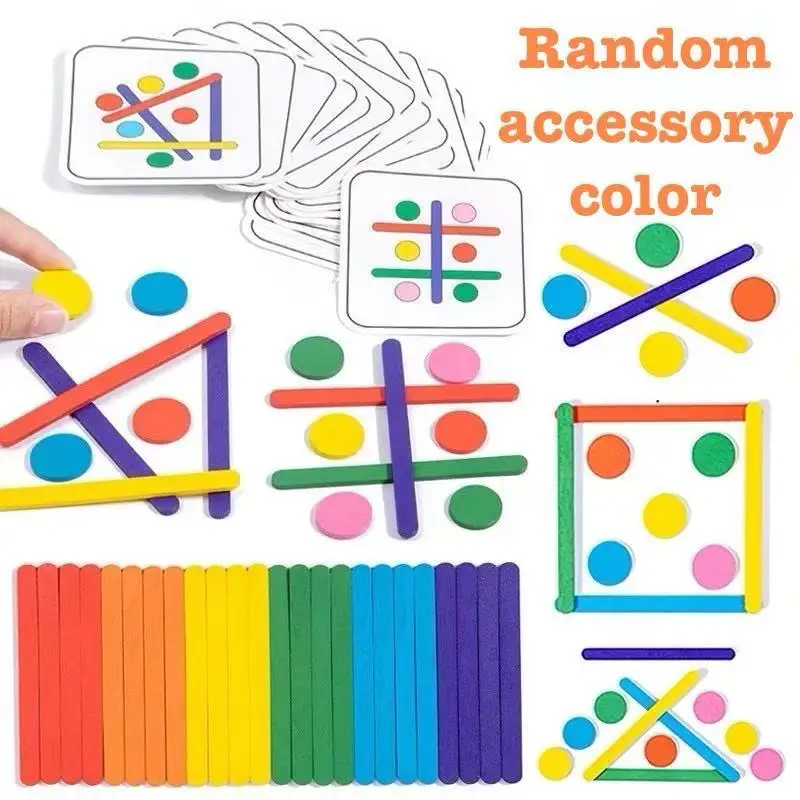 Montessori Toys Kids Rainbow Stick Puzzle Color Sensory Logical Thinking Matching Games Children Early Educational Wooden