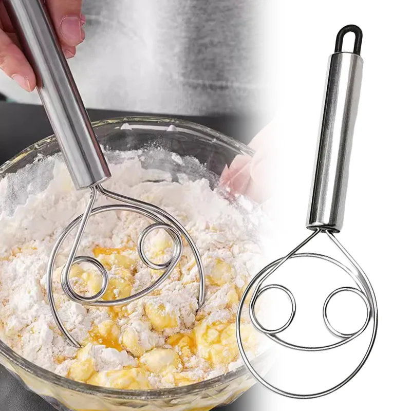 Danish Dough Bread Whisk Stainless Steel Handle Kitchen Baking Tools Pastry Manual Mixer Egg Beater Self Turning Cream Utensils