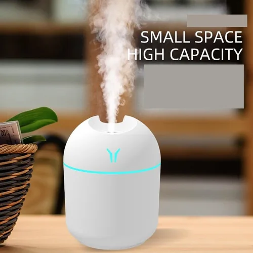 USB 미니 초음파 가습기 아로마 에센셜 오일 디퓨저 250ML, 가정용 자동차 용, 음소거, 미스트 메이커 디퓨저, LED 컬러 램프 포함 2