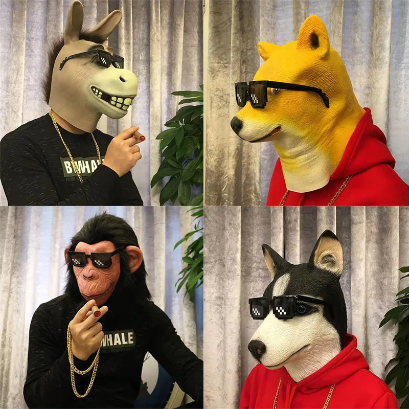 HalloweenMaskCosplayLatexMaskHorseHeadMaskAnimalHeadSuit