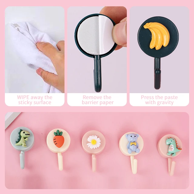 1pc Cute Wall Hooks Key Holder Door Hanging Plastic Self Adhesive Wall  Hanger Cartoon Fruits Shape Hook For Kids Room Home Decor - AliExpress