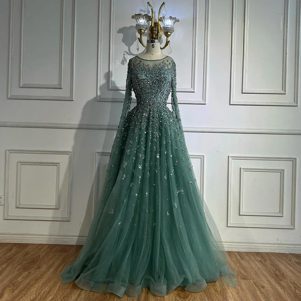 green emerald velvet dress Turquoise Chiffon Mother of the Bride Evening Gown – MM008 – Viniodress main image 1