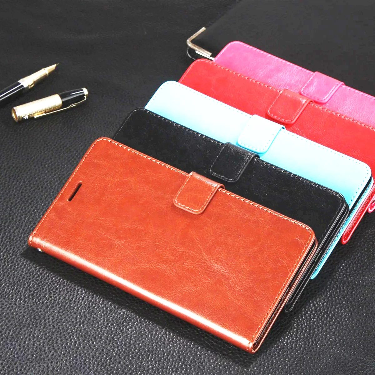 Premium PU Leather Magnetic Flip Cover Case – Elegant Protective Phone Holster