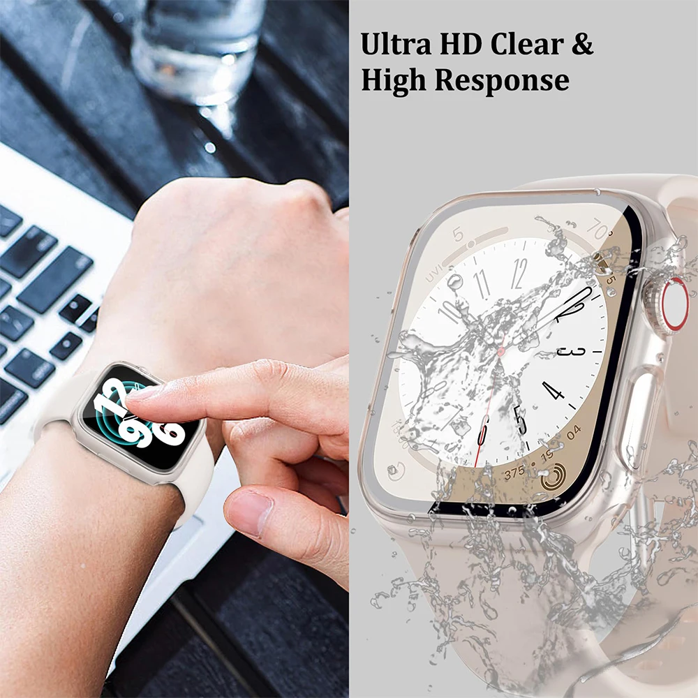Durable Glass Cover for Apple Watch - Screen Protector & Case Combo