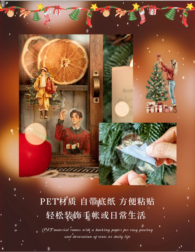 JIANQI 30 Blatt Retro Weihnachten Mädchen Briefpapier Aufkleber Frohe Weihnachtsmann Niedliche Bullet Journaling Dekor Briefpapier Aufkleber – Detail 18