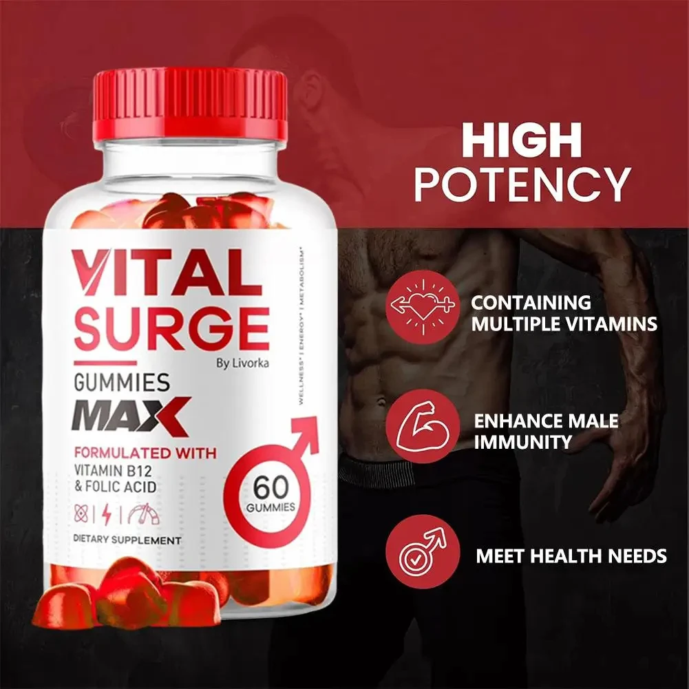 Vital Surge Gummies- Vital Vita Surge Maximum Strength 1000MG Advanced Supplement Gummies, VitalSurge Mens Detox Supplement