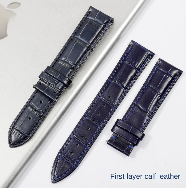 Premium Genuine Leather Dark Blue Watchband - Unisex Strap Bracelet