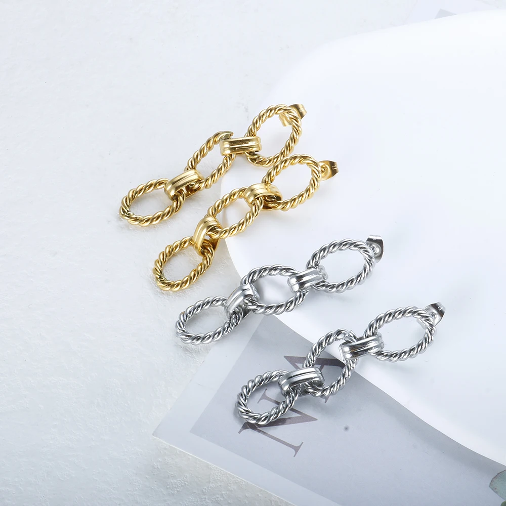 Heißer Verkauf Schmuck-Set Miami Curb Halskette Armband Ohrringe Für Frauen Edelstahl Cuban Link Kette Männer Liebhaber Schmuck Geschenk – Detail 14