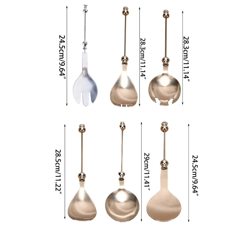 DIY Beaded Decorated Dessert Spoon Stainless Steel Salad Spoon Simple Decorative Beaded Tableware Dessert Serving