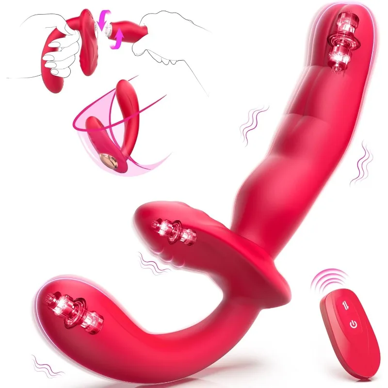 Double Ended Anal Dildo Wearable G-Spot Vibrator Remote Control Finger Vibrating Butt Plug Adult Toys for Women Couples