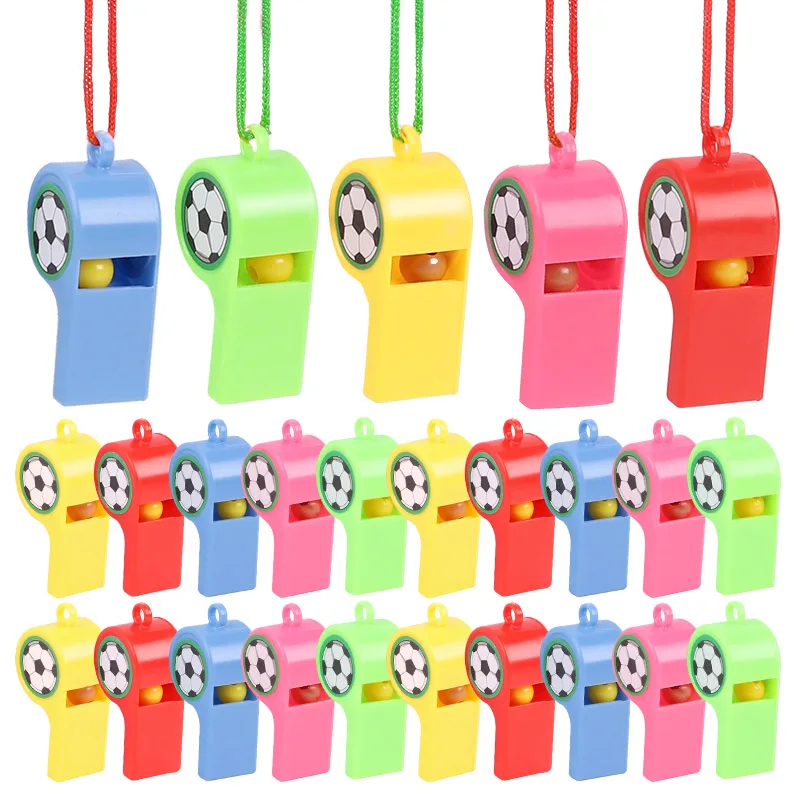 24 יחידות שריקות כדורגל צבעוניות לילדים מסיבת יומולדת כדורגל מתנות טובות שקית מילוי פיניאטה צעצועים לבנים ולבנות מתנות לחג המולד