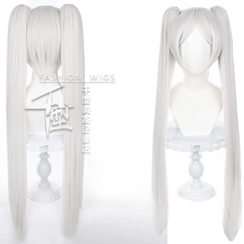 

Anime Frieren At The Funeral Cosplay Wig Silver White Double Ponytail Hair Heat Resistant Synthetic Halloween Party Accessories