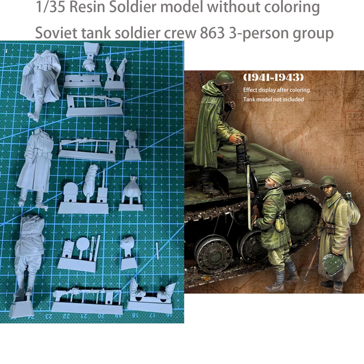 

Модель солдата из смолы 1/35 года Без окрашивания советский Танк солдатская Экипировка 863 группа 3 человек