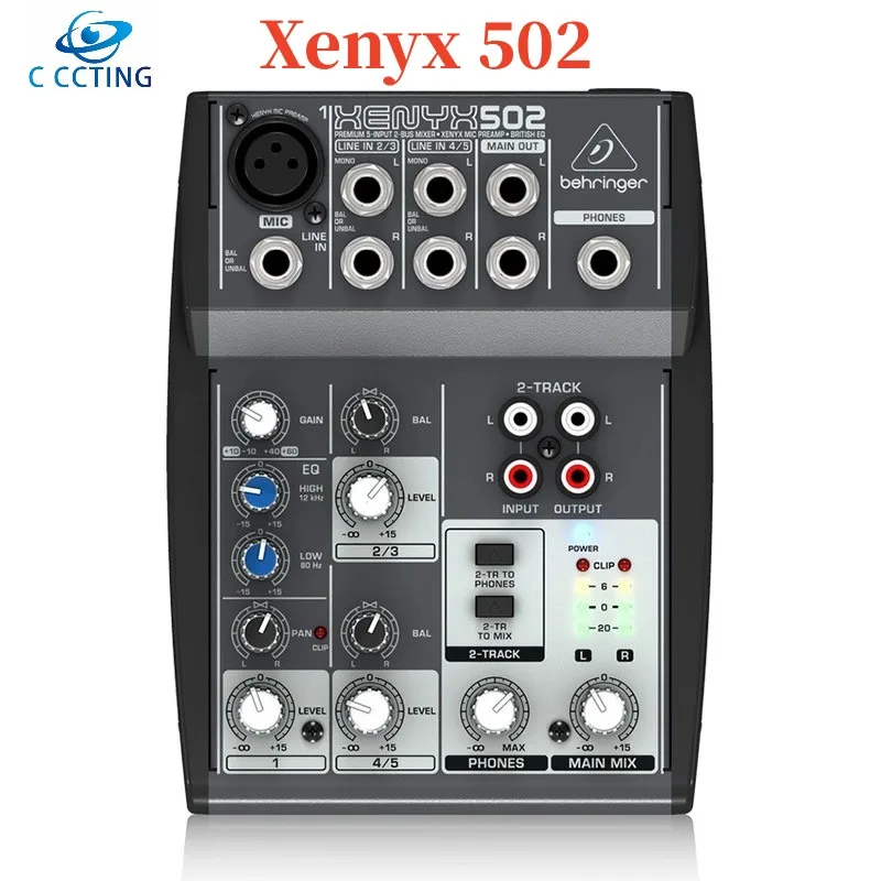 

Behringer Xenyx 502 миксер Премиум 5-вход 2-шиповый Миксер с XENYX предусилитель микрофона и британский EQ для домашней студии и прямой трансляции