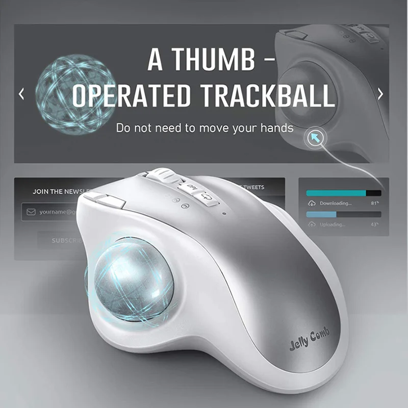 

Missgoal 2.4G Bluetooth Trackball Mouse Wireless Rechargeable Mouse Ergonomic Mouse Multi-Device Mice For PC Laptop Tablet