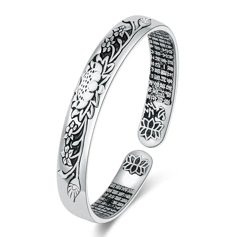 Pulsera ajustable con hojas de loto de plata S925, brazalete redimensionable para mujer, niña, regalo de cumpleaños, boda, joyería femenina