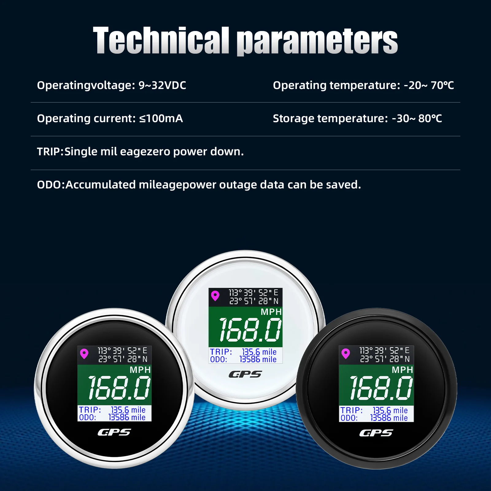 52mm Waterproof TFT Screen LCD Digital GPS Speedometer Gauge Km/h MPH Knots Adju