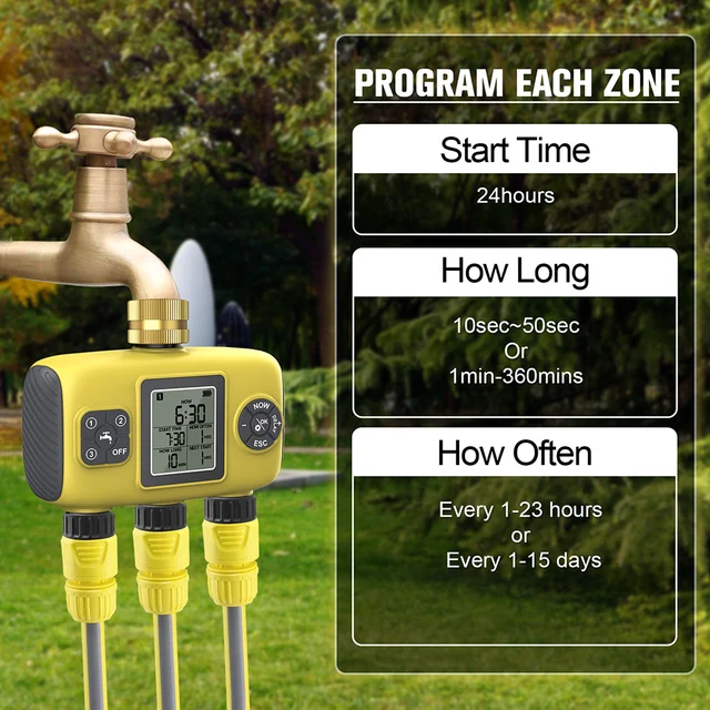 1/3 Outlet Automatic Water Timer Irrigation Controller Smart Watering System Programmable Water Valve for Outdoor Garden Lawn 3