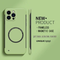 Ultra Thin Magnetic Frameless Matte Phone Case - Hard PC Solid Cover for iPhone 14 Pro (Light Green)