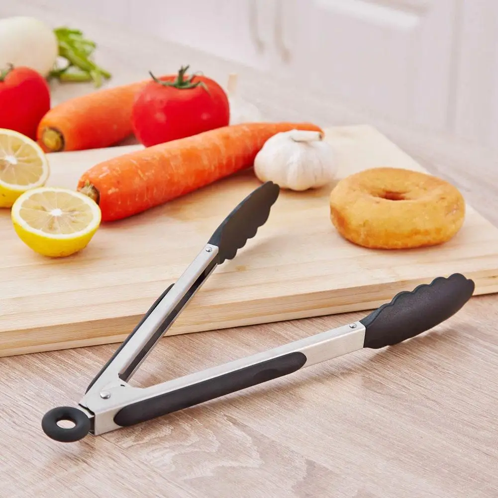 Kitchen Tongs BBQ Stainless Steel Set with Silicone Tip Salad Bread Serving Tool