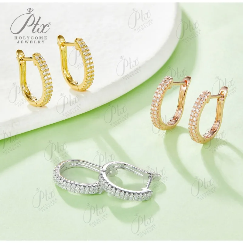 Runde Form Moissanit Ohrring Schmuck D Farbe 100 % 925 Sterling Silber vergoldet 18 Karat für Frauen Feines Jubiläumsgeschenk – Detail 3