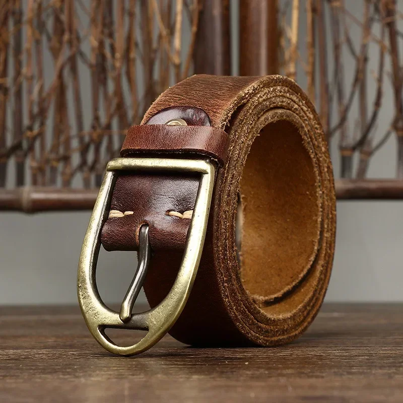 Automatic Men's Blue Cowskin Leather 31mm Width Belt Strip without Buckle main image 1