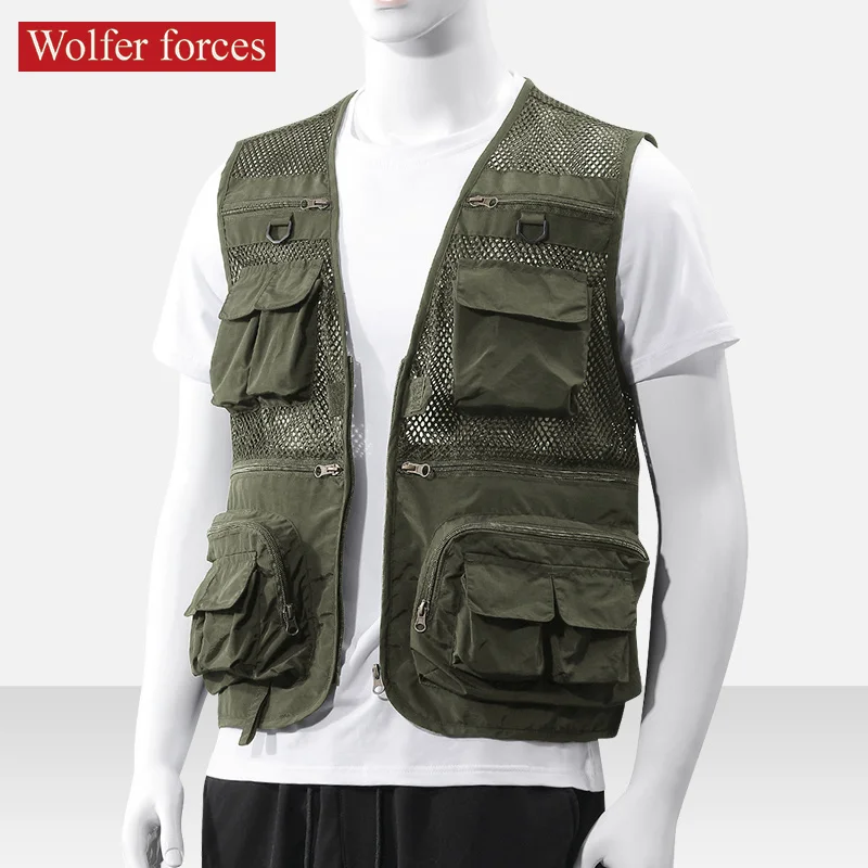Jacket Men Work Vest with Pockets Waterproof Fishing Wear Camping Fishing  Sports Men's Clothing Fashionable Custom Elegant