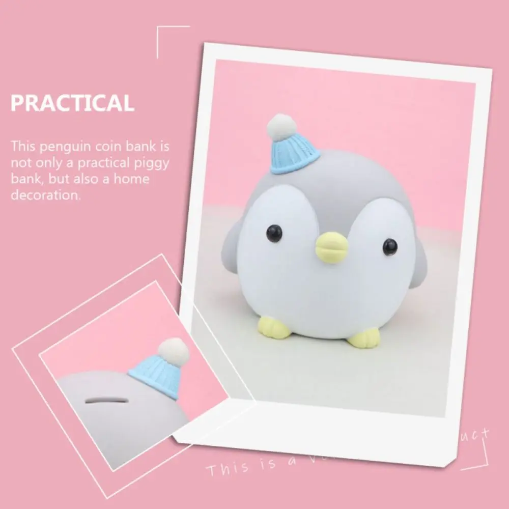 Creative Mini Penguin Piggy Bank Handicraft Cartoon Kids Saving Box Penguin Shape Savings Can Birthday Gifts