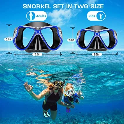 Junhaiins Snorkeling Set Anti-Fog Silicone Tempered Glass Diving Mask, Adult Goggles Leak-Proof Snorkeling Mask for Man 4