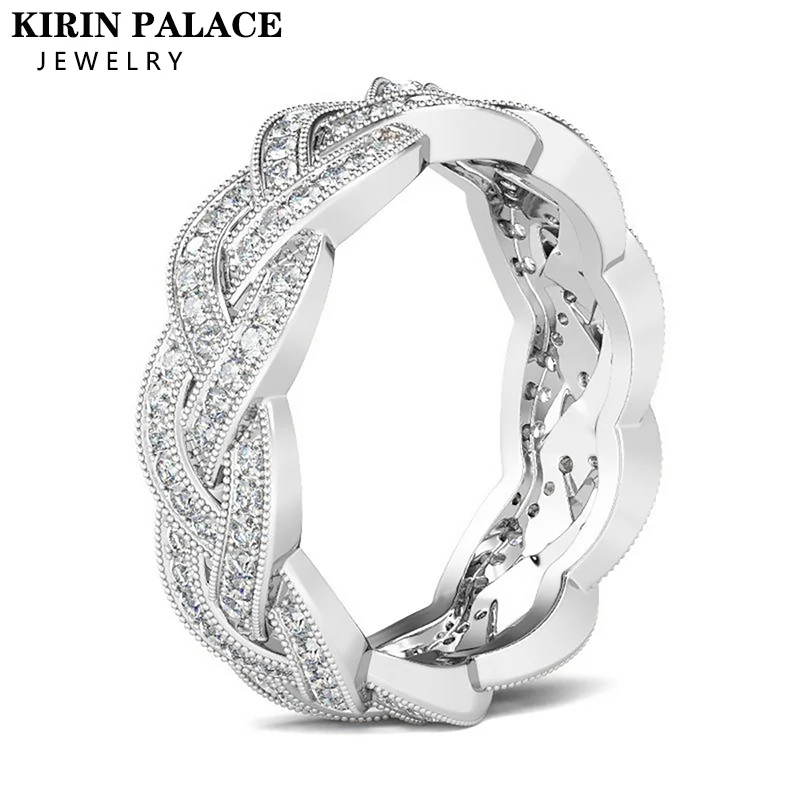 

Kirin Palace 1.5CT Moissanite Ring for Women Solid 18K 14K 10K Rose Gold Eternity Full Band for Engagement Wedding Fine Jewelry