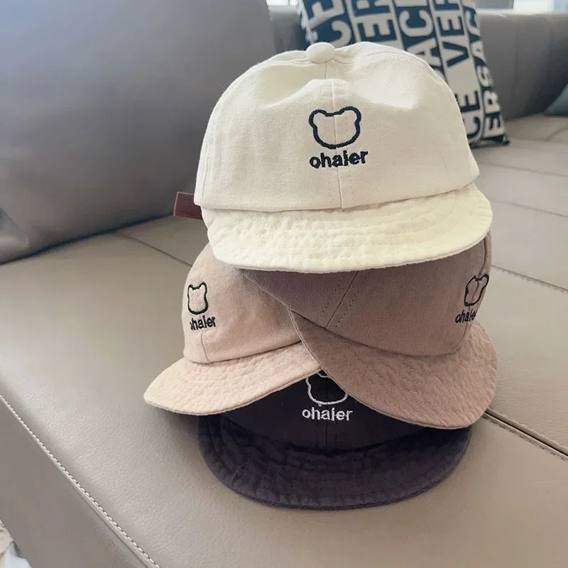 1 Piece Baby Baseball Cap for Boy Girl Simplicity Cartoon Bear Peak Cap for Toddler Spring Autumn Soft Sunshade Hat for 0-2 T