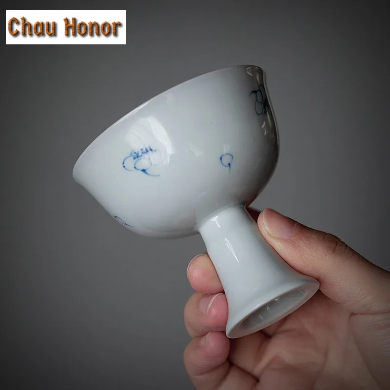 2pc/set 40ml Boutique Pure Hand Painted Japanese Apricot Art Ceramic Tea Cups Household Chinese High Foot Cups Kung Fu Tea Set