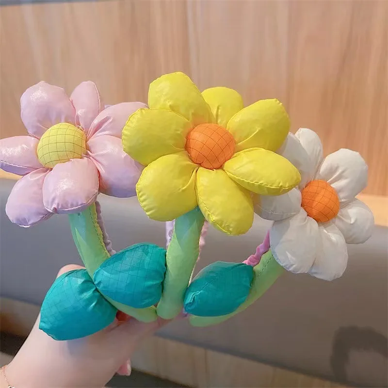 Korean 3D Flowers Sunflowers Girls Hair Bands Headbands For Spring Summer Baby Girl Birthday