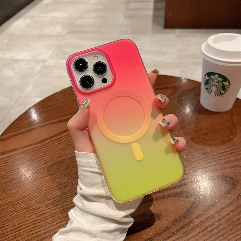 Luxury Laser Gradient Magnetic Charging Shockproof Case with Soft Edged Cover