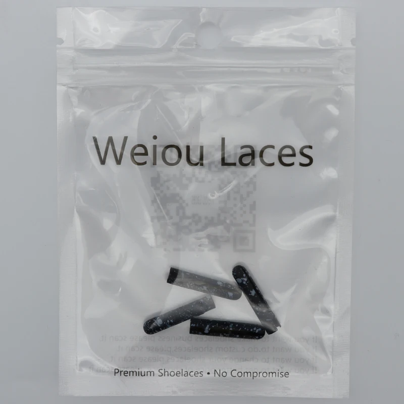 Weiou Lacets Aglets 100pcs Wholesale 22*3.5MM Boot String Thiny Black Heads Colored Spray Spots Tape Ends Sport Rope Metal Tips