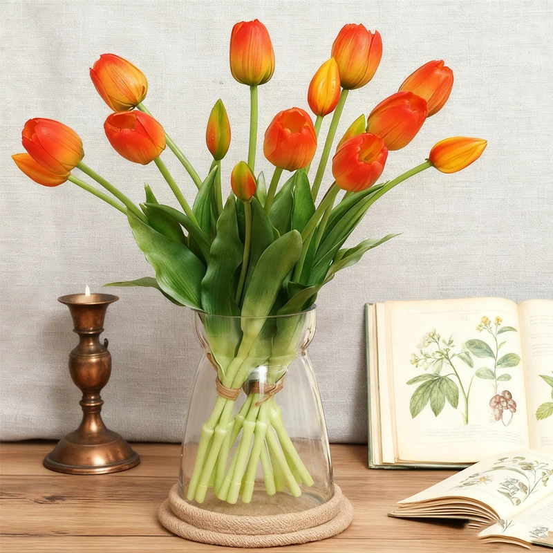 Künstliche Tulpen Realistische Silikon-Luxus-Tulpensträuße für Heim-Raumdekoration Gefälschte Hochzeits-Garten-Weihnachts-Deko