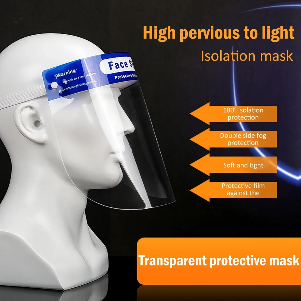 Utilisateur portant un écran facial anti-buée réutilisable, protection complète du visage visible de profil.