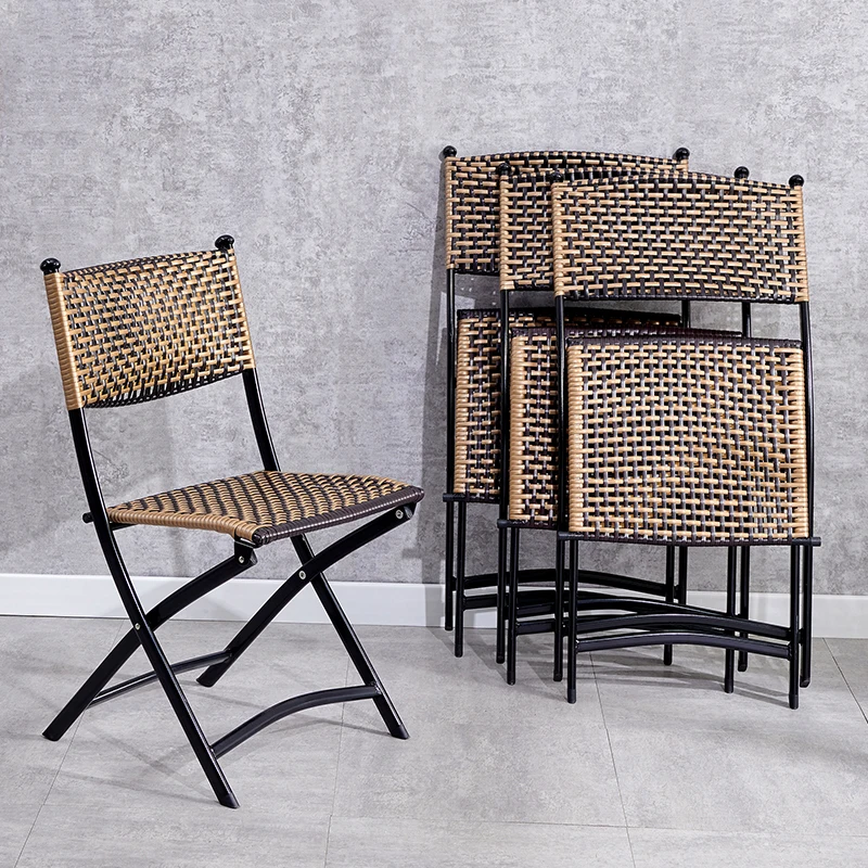 Dining Chairs Metal Space Saving Outdoor Folding Lounge Chair Wicker Beach Sillas De Comedor Balcony Furniture